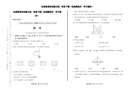 (高清版)2019年广西北部湾经济区中考数学试卷