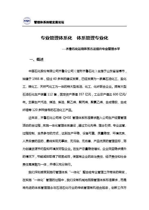 专业管理体系化体系管理专业化