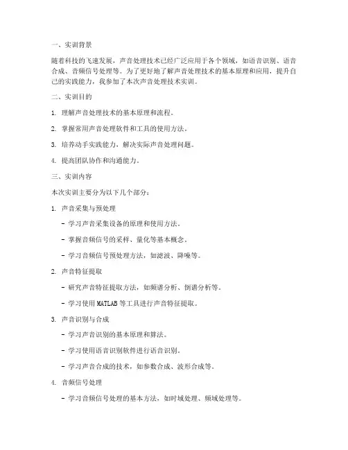 音的实训报告