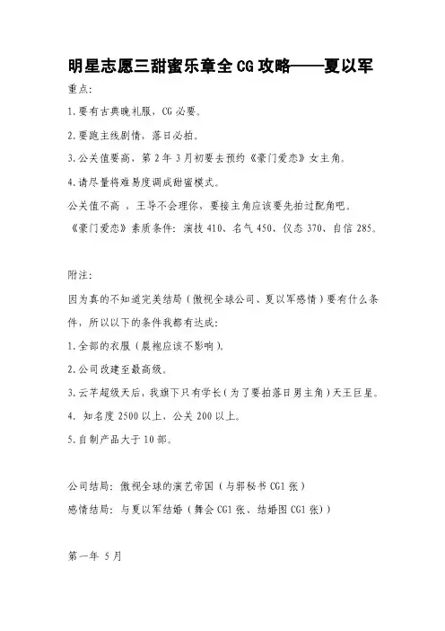 明星志愿三甜蜜乐章全cg攻略——夏以军以及大楼改建加全套服装【可编辑】