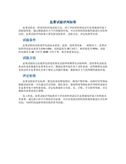 盐雾试验评判标准