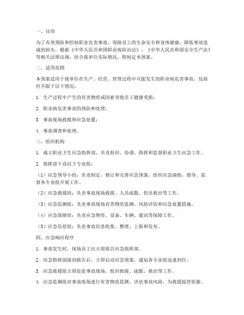 职业卫生应急组织预案