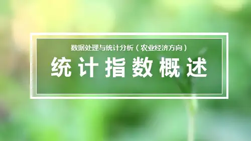 统计指数分析—统计指数(数据处理与统计分析课件)