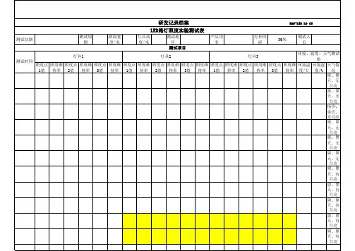 路灯照度实验测试表