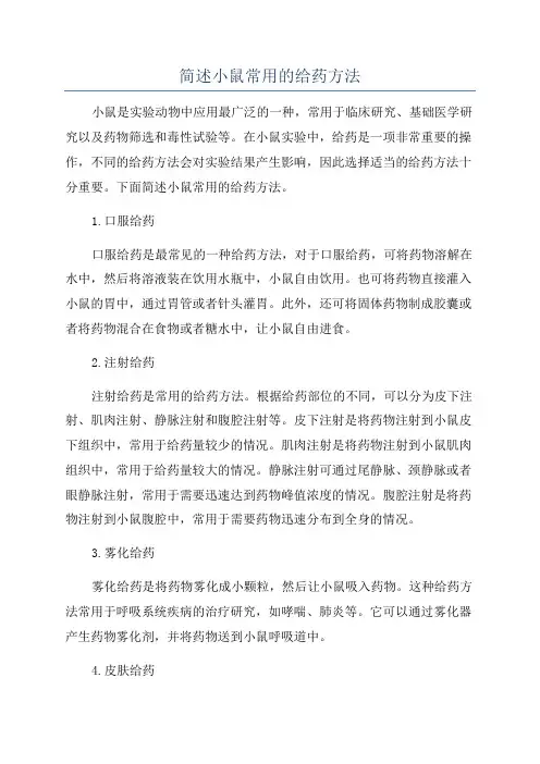 简述小鼠常用的给药方法