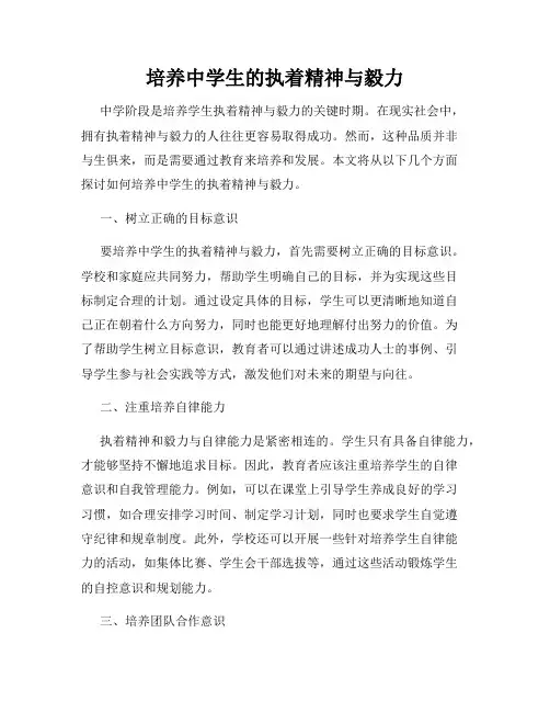 培养中学生的执着精神与毅力