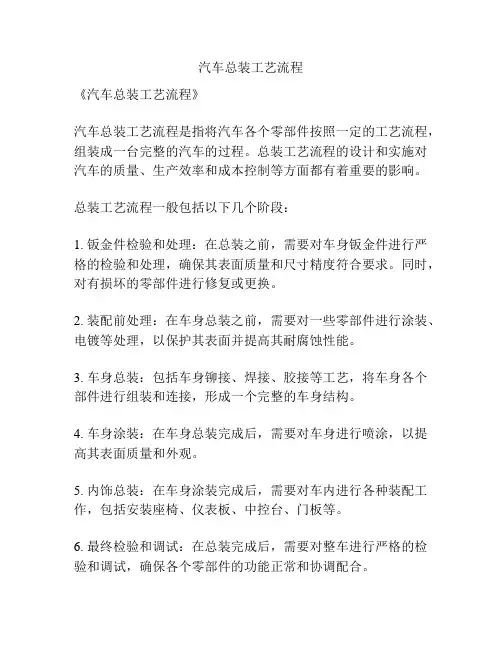 汽车总装工艺流程