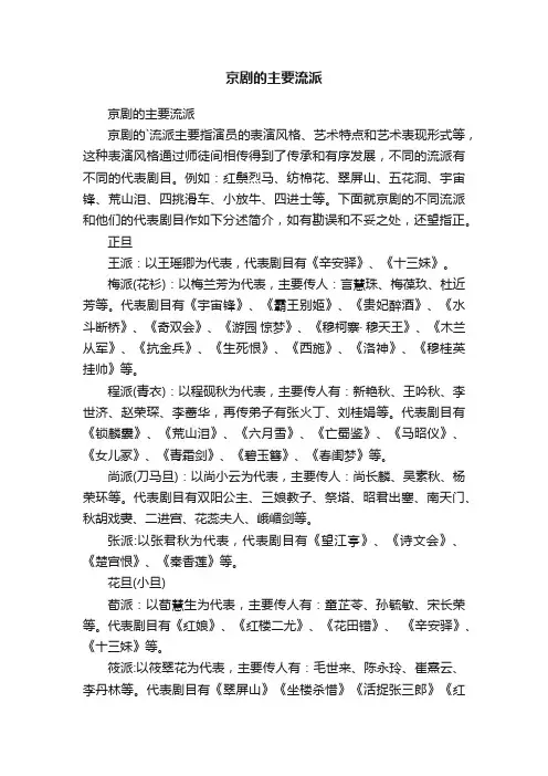 京剧的主要流派