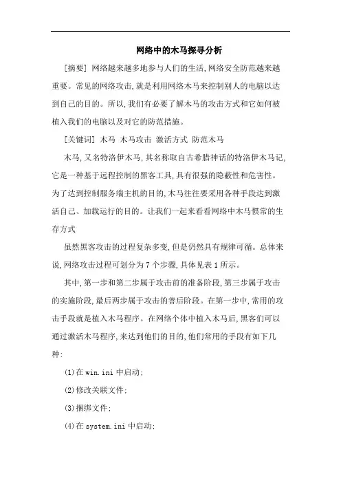 网络中的木马探寻分析