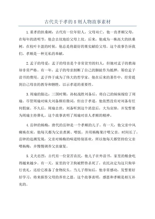古代关于孝的8则人物故事素材