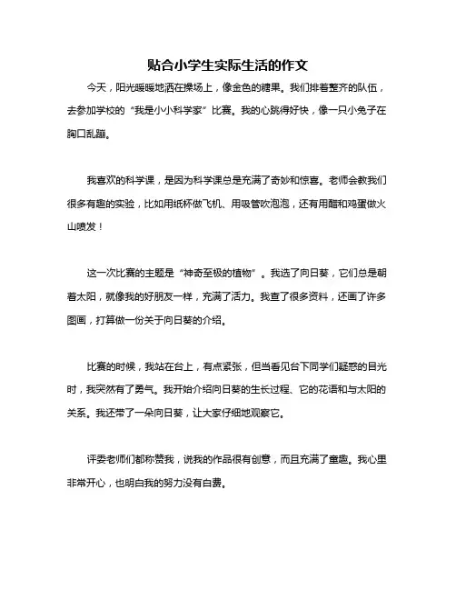 贴合小学生实际生活的作文
