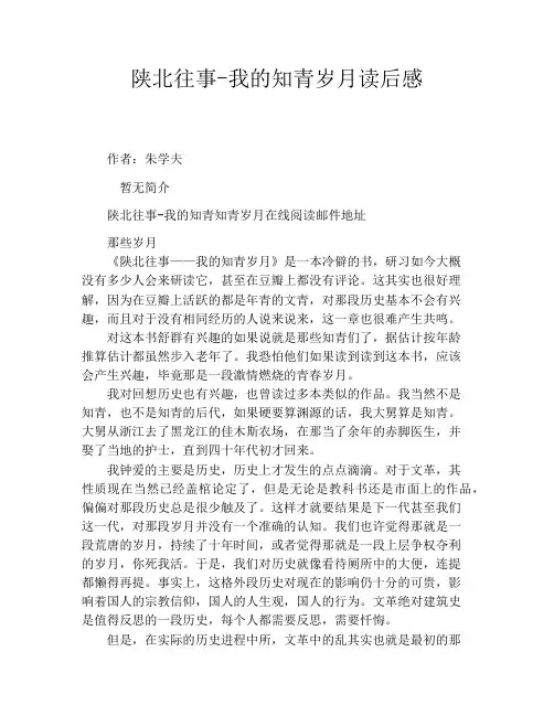 陕北往事我的知青岁月读后感