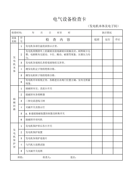电气设备检查卡2