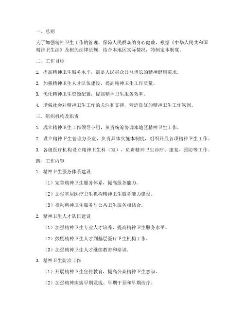 精神卫生工作管理制度