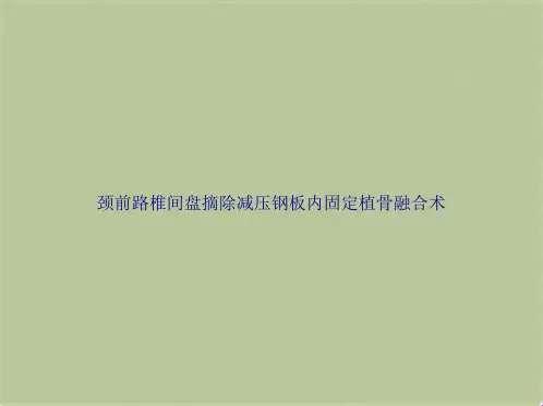 颈前路椎间盘摘除减压钢板内固定植骨融合术(共9张PPT)