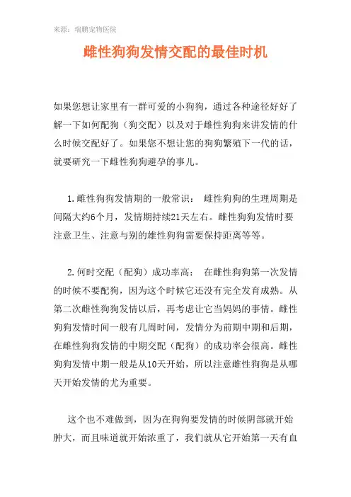 雌性狗狗发情交配的最佳时机