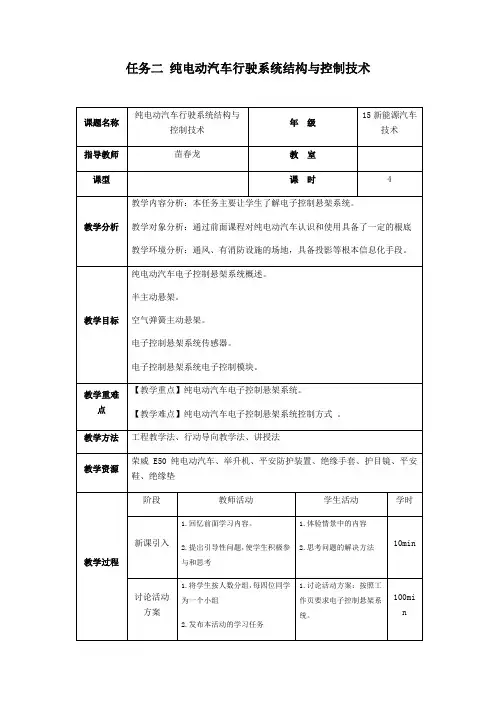 新能源汽车技术专业《3.2 项目三 任务2 纯电动汽车行驶系统结构与控制技术》