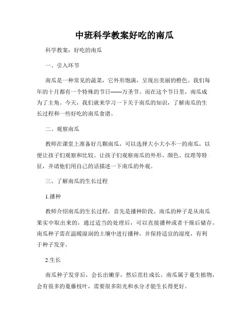 中班科学教案好吃的南瓜