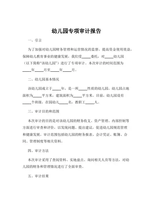 幼儿园专项审计报告