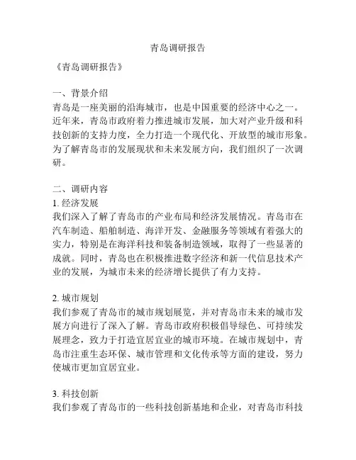 青岛调研报告