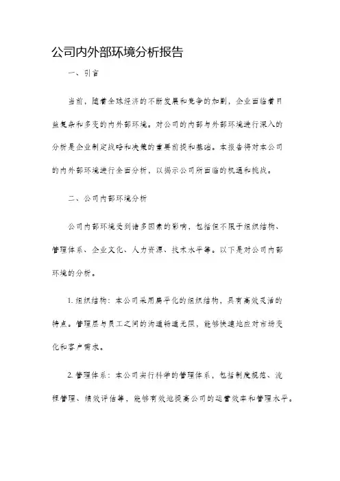 公司内外部环境分析报告