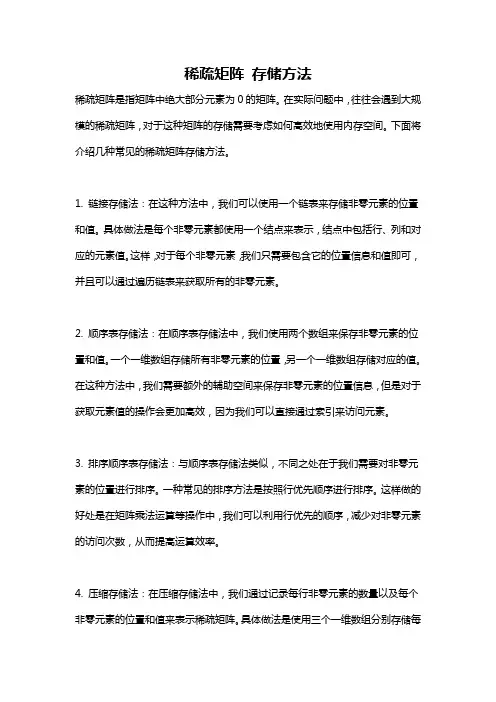 稀疏矩阵 存储方法