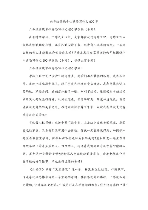 六年级围绕中心意思写作文600字