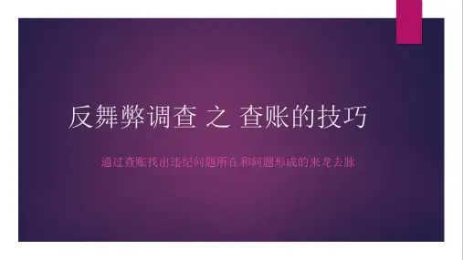 反舞弊调查 之 查账的技巧