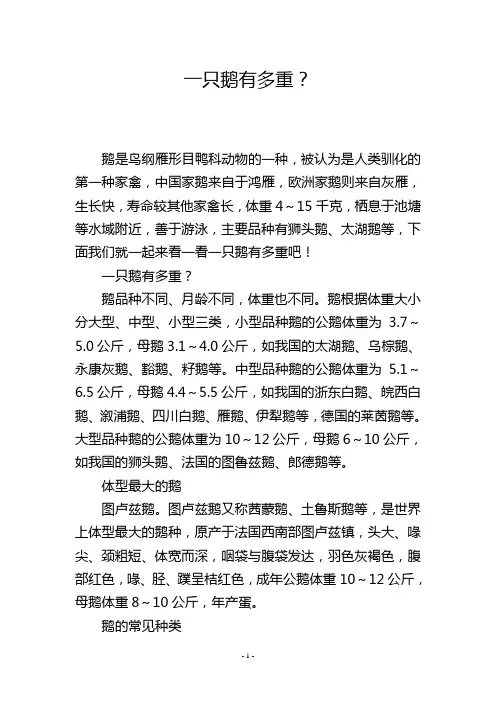 一只鹅有多重？