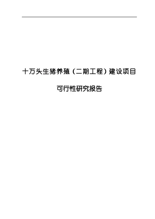 十万头生猪养殖(二期工程)建设项目可行性研究报告