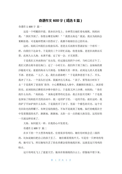 奇遇作文600字(精选5篇)