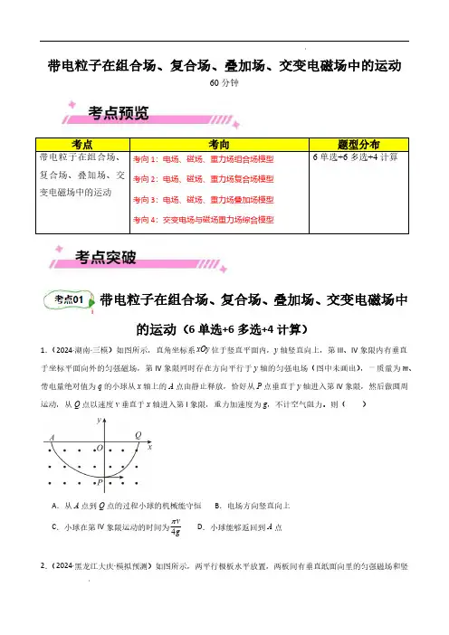 带电粒子在组合场、复合场、叠加场、交变电磁场中的运动(原卷版)25年高考物理一轮复习考点(新高考)
