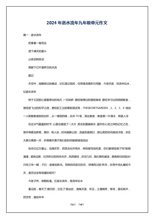 2024年逝水流年九年级单元作文