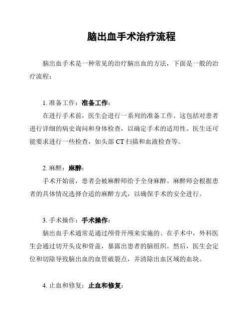 脑出血手术治疗流程