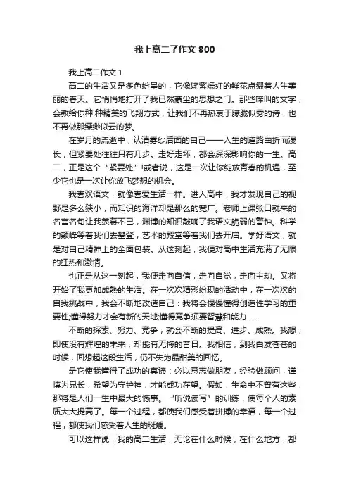 我上高二了作文800