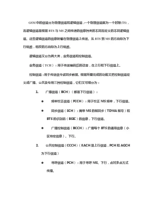 各类信道作用