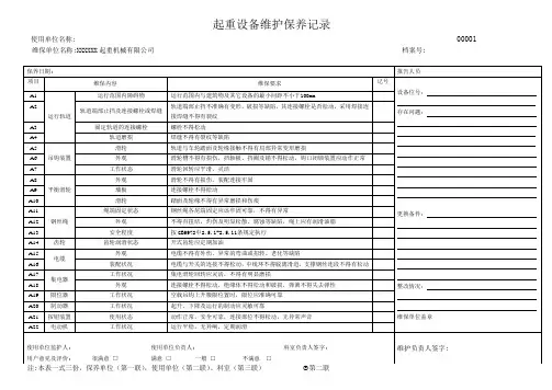 起重设备维修保养记录