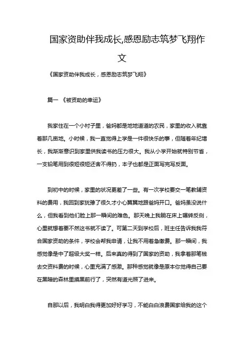 国家资助伴我成长,感恩励志筑梦飞翔作文