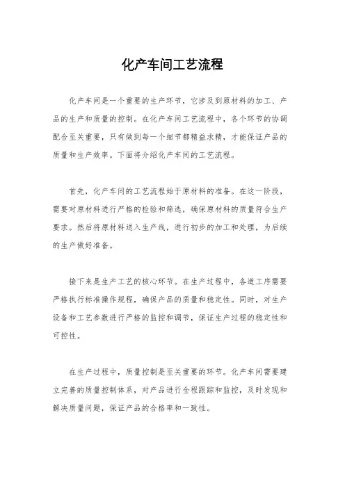化产车间工艺流程