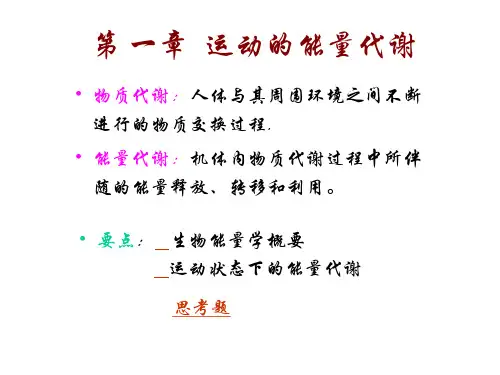 运动生理学 第1章  能量