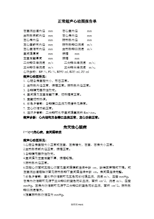 正常超声心动图报告单