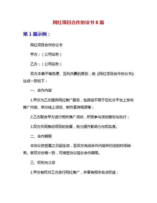 网红项目合作协议书8篇