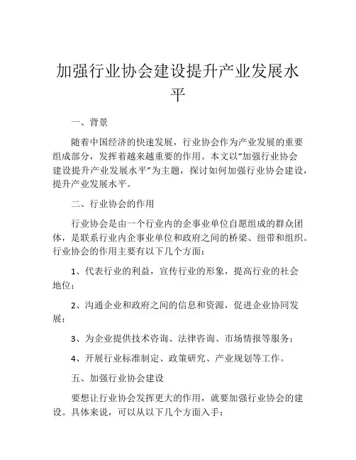 加强行业协会建设提升产业发展水平