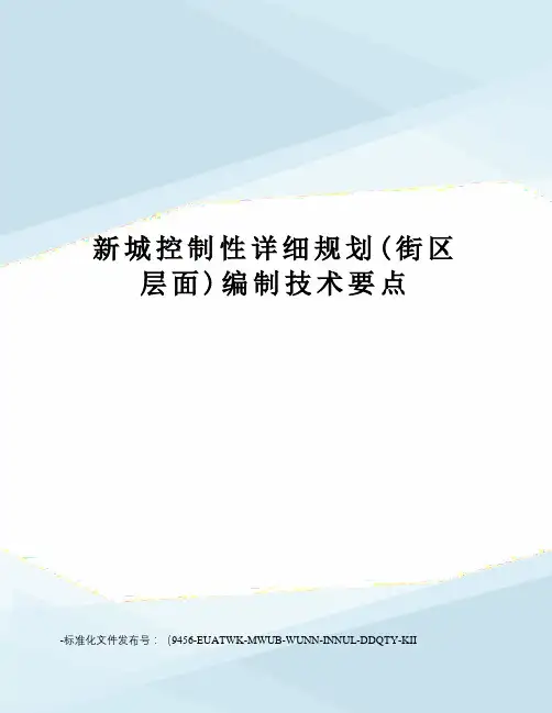 新城控制性详细规划(街区层面)编制技术要点