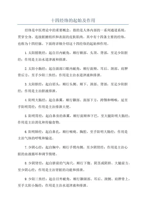 十四经络的起始及作用