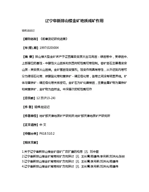 辽宁阜新排山楼金矿地质成矿作用