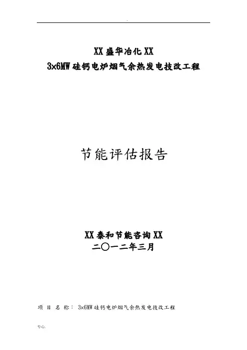硅钙合金余热发电项目节能评估报告