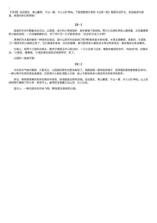 《公园一角》看图写话作文