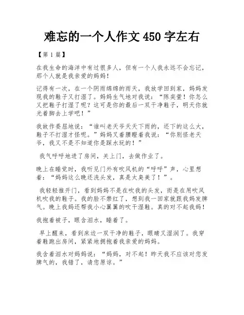 难忘的一个人作文450字左右