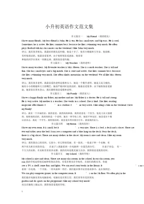 (完整版)小升初英语作文范文集